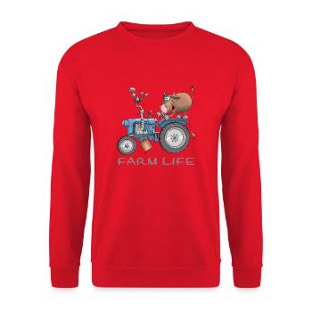 Funny farm - farm life - Unisex Sweatshirt - red - Front - Alina (178cm) & Michal (187cm)