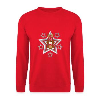 Winter Hase mit Sternen. - Unisex Pullover - Rot - Vorne - Alina (178cm) & Michal (187cm)