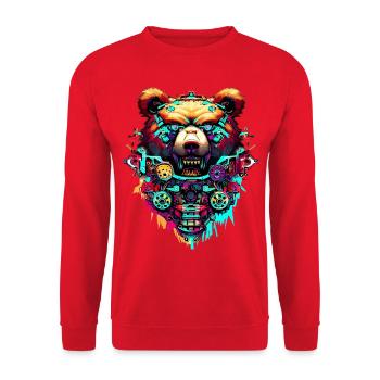 Mechanischer Bär buntes Design - Unisex Pullover - Rot - Vorne - Alina (178cm) & Michal (187cm)
