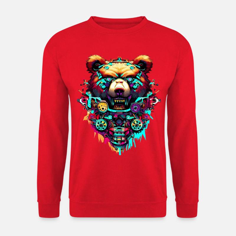 Mechanischer Bär buntes Design - Unisex Pullover - Rot