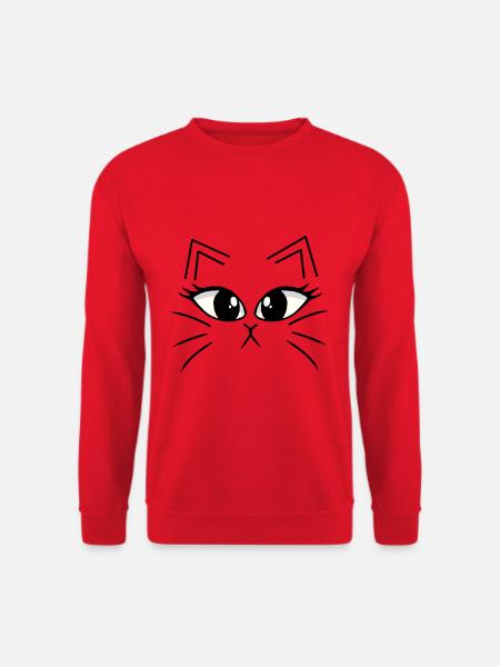 Kätzchen Katzengesicht Katze Katzen Miau - Unisex Pullover - Rot