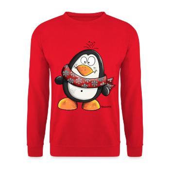 Der Pinguin - Unisex Pullover - Rot - Vorne - Alina (178cm) & Michal (187cm)