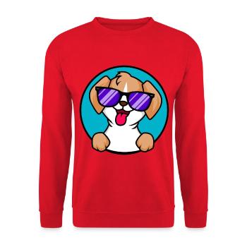 Cute little dog with sunglasses - Unisex Sweatshirt - red - Front - Alina (178cm) & Michal (187cm)