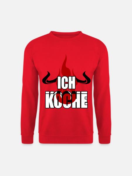 ich koche Flamme Hörner Teufel Rind - Unisex Pullover - Rot