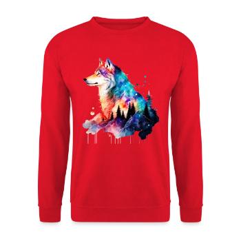 Wolf - Unisex Sweatshirt - red - Front - Alina (178cm) & Michal (187cm)