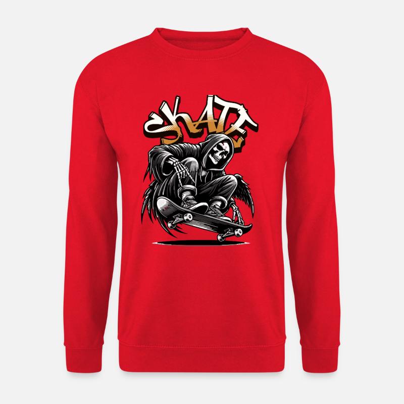 Skull Grim Reaper Skate Graffiti - Unisex Sweatshirt - red