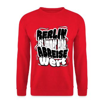 Berlin ist immer eine Ab-Reise wert - Unisex Pullover - Rot - Vorne - Alina (178cm) & Michal (187cm)