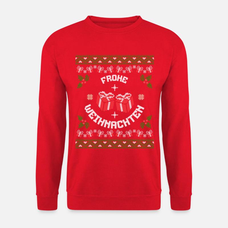 Frohe Weihnachten Geschenke Muster Ugly Shirt - Unisex Pullover - Rot