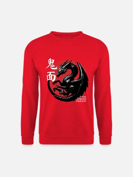 Schwarzer Drache im roten Zen Kreis - Unisex Pullover - Rot