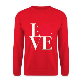 Liebe mit Pfotenabdruck - Unisex Pullover - Rot - Vorne - Alina (178cm) & Michal (187cm)