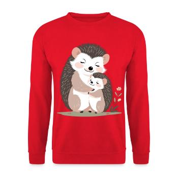 Cuddly hedgehog friendship - Unisex Sweatshirt - red - Front - Alina (178cm) & Michal (187cm)