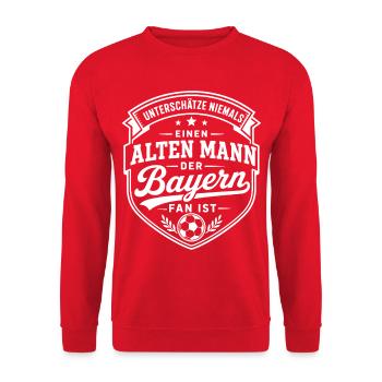 Alter Mann - Bayern Fan | Wappen Retro Fußball - Unisex Pullover - Rot - Vorne - Alina (178cm) & Michal (187cm)