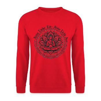 Inspirez l’amour, expirez la lumière - Namasté Lotus Yoga - Sweat-shirt Unisexe - rouge - Devant - Alina (178cm) & Michal (187cm)