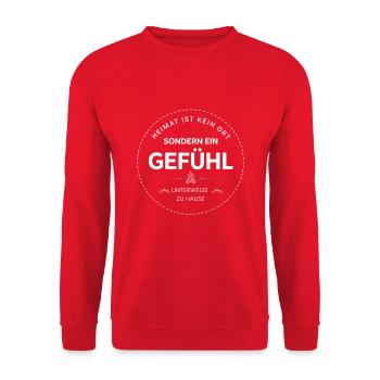 Heimat ist ein Gefühl Camping Badge - Unisex Pullover - Rot - Vorne - Alina (178cm) & Michal (187cm)