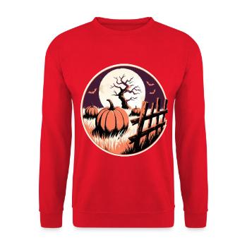 Kürbisfeld Nacht - Unisex Pullover - Rot - Vorne - Alina (178cm) & Michal (187cm)