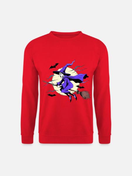 Hexe auf Besen - Unisex Pullover - Rot