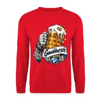 Gaudibursch Trachtenersatz - Unisex Pullover - Rot - Vorne - Alina (178cm) & Michal (187cm)