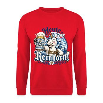 Heute wieder Reinhorn Design - Unisex Pullover - Rot - Vorne - Alina (178cm) & Michal (187cm)