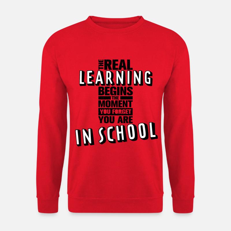 Richtiges Lernen - Schriftzug - Unisex Pullover - Rot