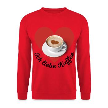 Ich liebe Kaffee T-Shirt - Unisex Pullover - Rot - Vorne - Alina (178cm) & Michal (187cm)