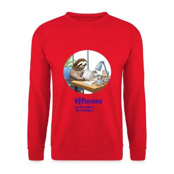Faultier im Büro - lustiger Spruch für Kollegen - Unisex Pullover - Rot - Vorne - Alina (178cm) & Michal (187cm)