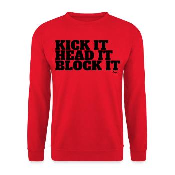 Job description for a defender - Unisex Sweatshirt - red - Front - Alina (178cm) & Michal (187cm)