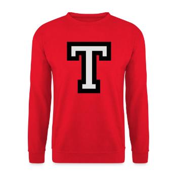 Lettre T en deux couleurs - Sweat-shirt Unisexe - rouge - Devant - Alina (178cm) & Michal (187cm)