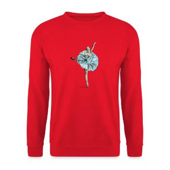 Elegante Balletttänzerin Illustration - Unisex Pullover - Rot - Vorne - Alina (178cm) & Michal (187cm)