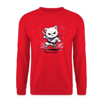 Chat maître de combat, ça va saigner ! humour - Sweat-shirt Unisexe - rouge - Devant - Alina (178cm) & Michal (187cm)