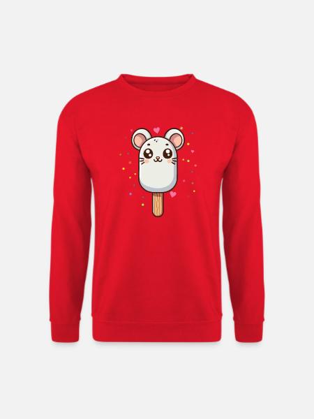 niedliches Mäuse-Eis-Motiv für den Sommer - Unisex Pullover - Rot