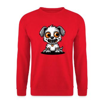 Hund Halloween Zombie Comic - Unisex Pullover - Rot - Vorne - Alina (178cm) & Michal (187cm)