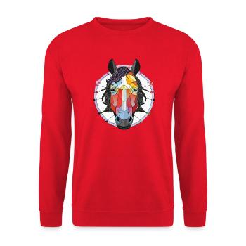 Tête de cheval - Sweat-shirt Unisexe - rouge - Devant - Alina (178cm) & Michal (187cm)
