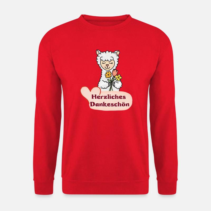 Blumen-Alpaka: Herzliches Dankeschön - Unisex Pullover - Rot