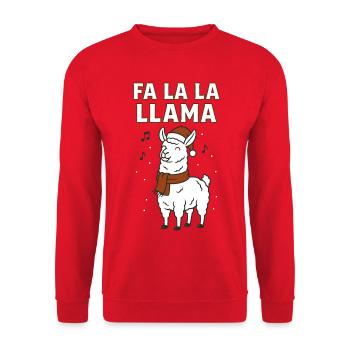Fa La La Llama Noël Drôle de vacances - Sweat-shirt Unisexe - rouge - Devant - Alina (178cm) & Michal (187cm)