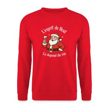 Weihnachten & Rotwein – Der spaßigste Weihnachtsmann - Unisex Pullover - Rot - Vorne - Alina (178cm) & Michal (187cm)