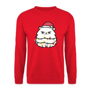 Cuddly kitten with fairy lights - Unisex Sweatshirt - red - Front - Alina (178cm) & Michal (187cm)