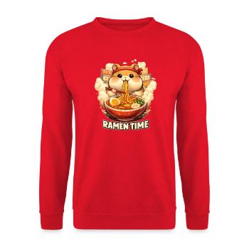 Hamster Ramen Time Kawaii Noodles - Unisex Sweatshirt - red - Front - Alina (178cm) & Michal (187cm)