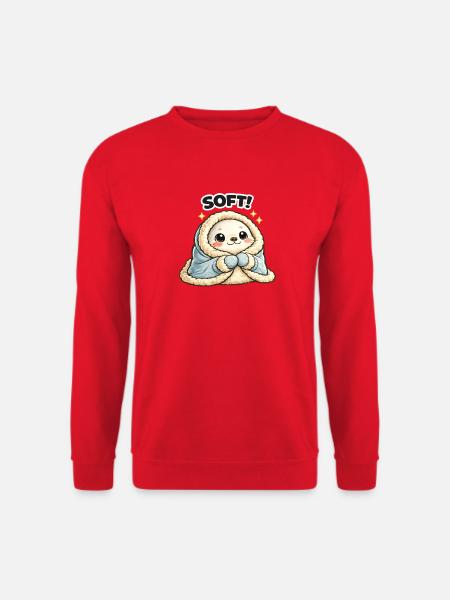 Cuddly mascot in winter coat - Unisex Sweatshirt - red