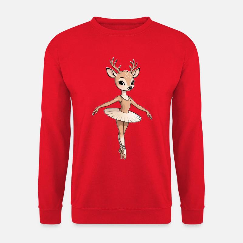Deer Ballet Dancer Illustration - Unisex Sweatshirt - red