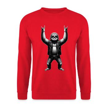 Rocker Sloth Metal Heavy Metal Hard Rock - Sweat-shirt Unisexe - rouge - Devant - Alina (178cm) & Michal (187cm)