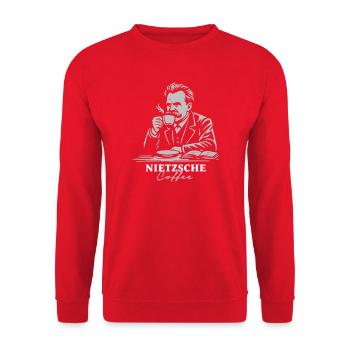 Nietzsche Coffee Portrait - Unisex Sweatshirt - red - Front - Alina (178cm) & Michal (187cm)