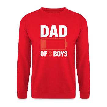 Dad of 3 Boys Battery Icon - Unisex Sweatshirt - red - Front - Alina (178cm) & Michal (187cm)