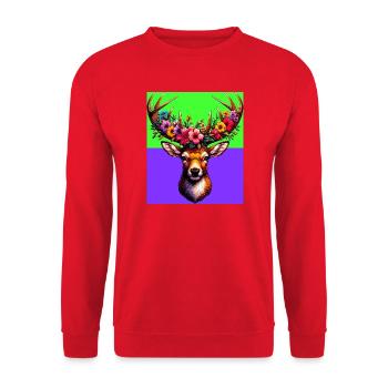 Cerf - Sweat-shirt Unisexe - rouge - Devant - Alina (178cm) & Michal (187cm)