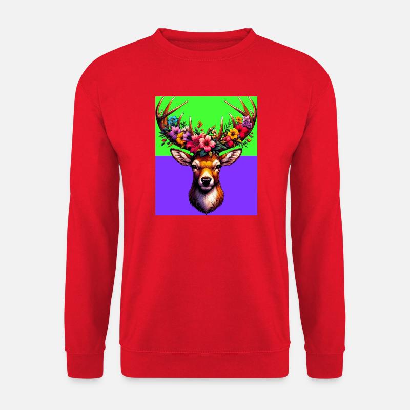 Hirsch - Unisex Pullover - Rot