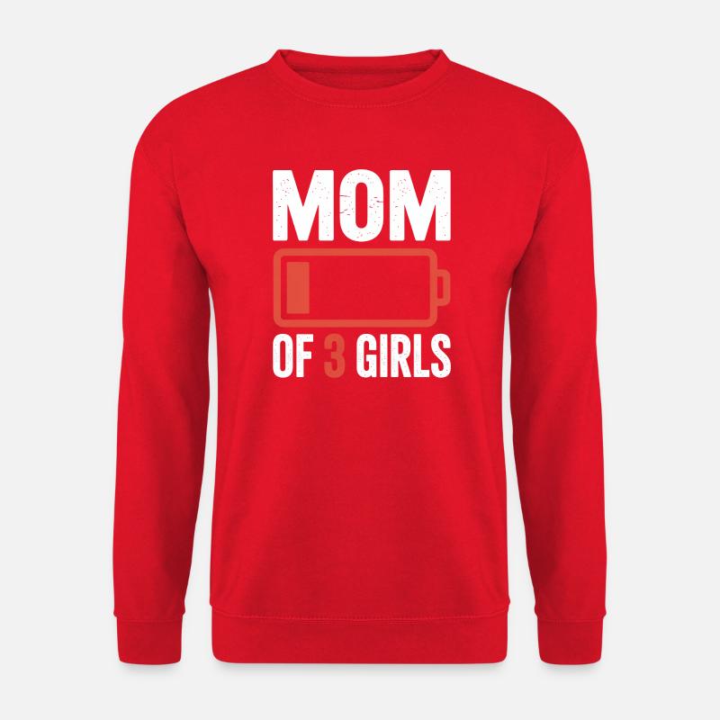 Mutter von 3 Mädchen Batterie-Tee - Unisex Pullover - Rot