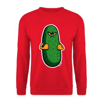 Grumpy Pickle Mascot - Unisex Sweatshirt - red - Front - Alina (178cm) & Michal (187cm)