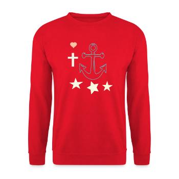 Glowing Anchor with Stars - Unisex Sweatshirt - red - Front - Alina (178cm) & Michal (187cm)