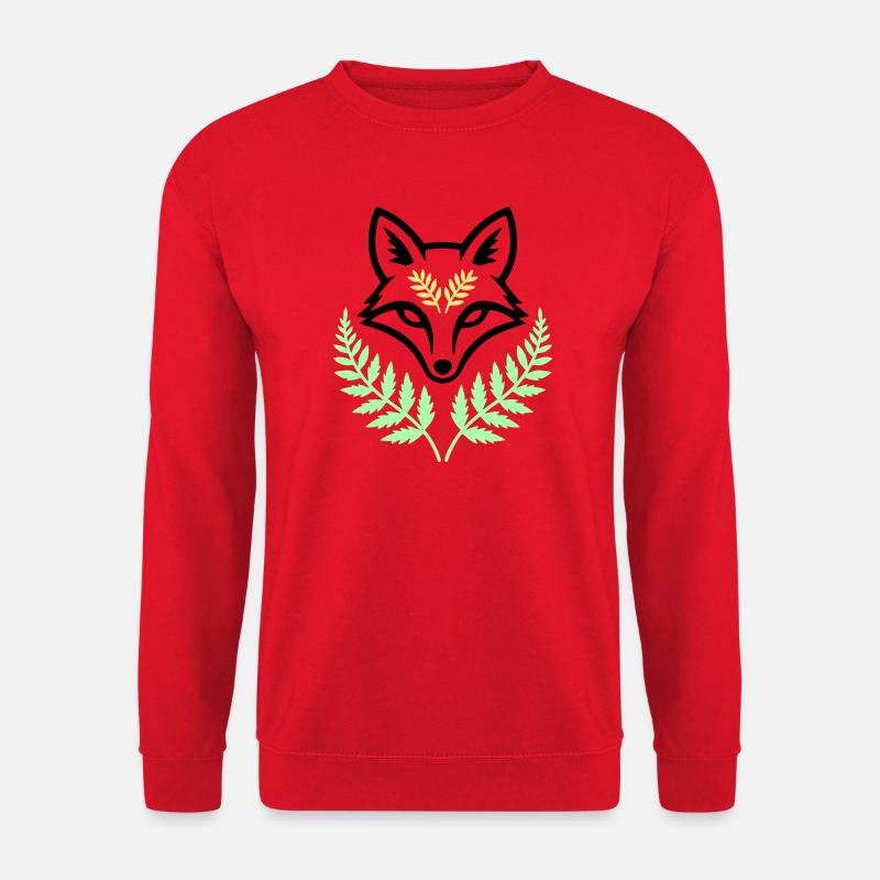 Fuchs Farn Pastell Wald Logo - Unisex Pullover - Rot