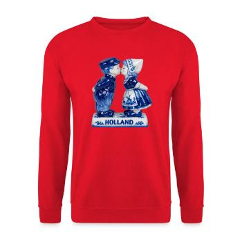 Couple du baiser de Delft Blue - Sweat-shirt Unisexe - rouge - Devant - Alina (178cm) & Michal (187cm)