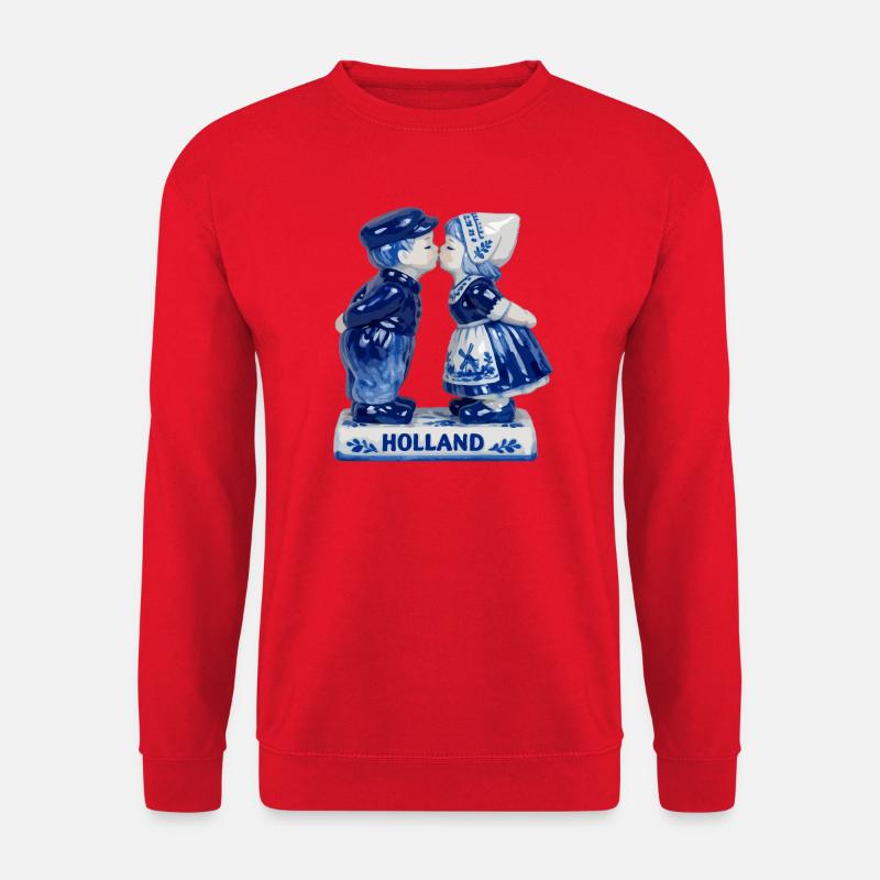 Delft Blue Küsspaar - Unisex Pullover - Rot